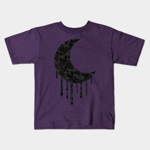 Black Rose Moon (purple) Kids T-Shirt by Not Meow Designs 